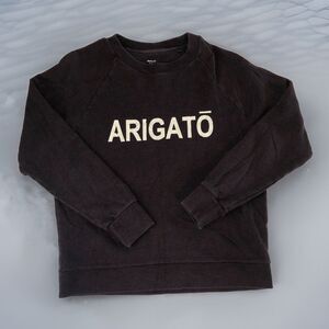 Madewell Women Arigato "Thank You" Marled Burgundy Black Sweatshirt Small